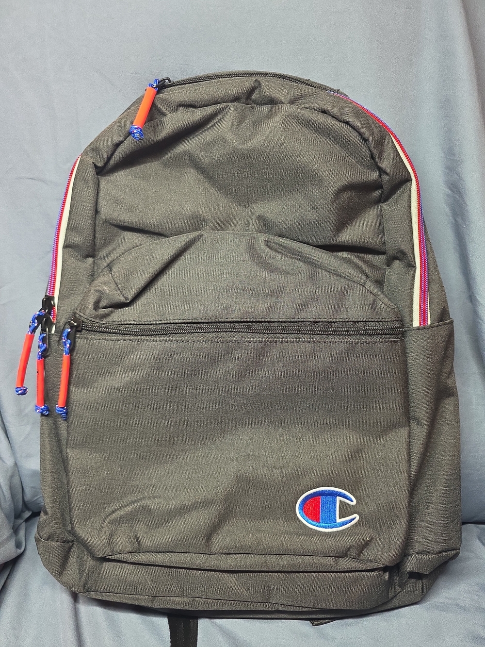 Champion Black Backpack with Red & Blue Trim